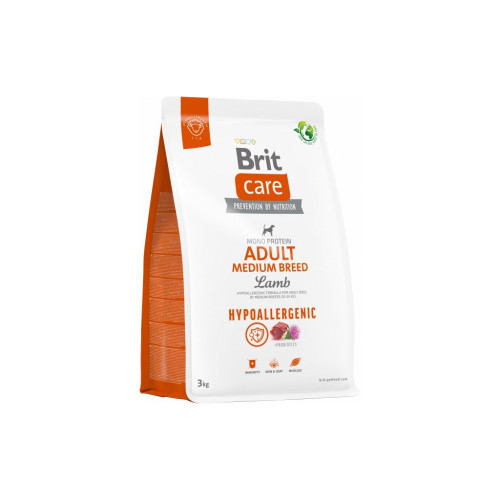 Сухий корм для собак Brit Care Dog Hypoallergenic Adult Medium Breed гіпоалергенний з ягням 3 кг (8595602559022) – Brit Care
