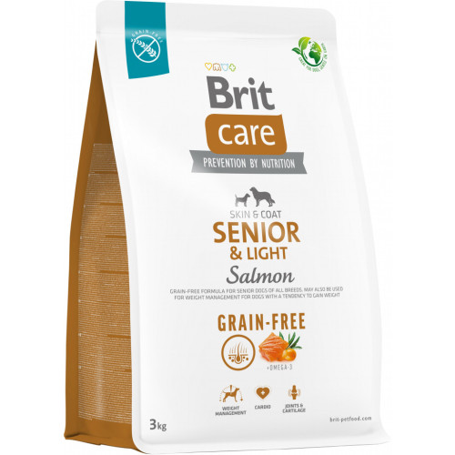 Сухий корм для собак Brit Care Dog Grain-free Senior & Light беззерновий з лососем 3 кг (8595602558933) – Brit Care