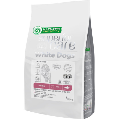 Сухой корм для собак Nature's Protection Superior Care White Dogs Grain Free White Fish Junior All Sizes 4 кг (NPSC47596) – Nature's Protection
