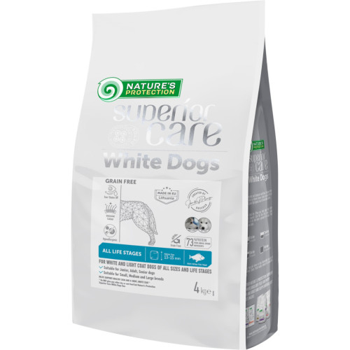 Сухий корм для собак Nature's Protection Superior Care White Dogs Grain Free White Fish All Sizes and Life Stages 4 кг (NPSC47592) – Nature's Protection