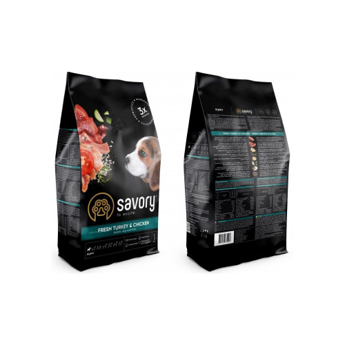 Сухой корм для собак Savory Puppy rich in Fresh Turkey and Chicken 3 кг (4820232630297) – Savory (вид 1)