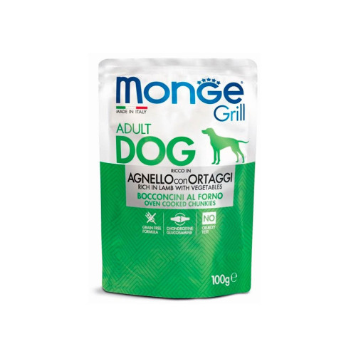Влажный корм для собак Monge Dog Grill с ягненком и овощами 100 г (8009470013161) – Monge
