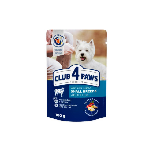 Вологий корм для собак Club 4 Paws для малих порід з ягням у соусі 100 г (4820215363464) – Club 4 Paws