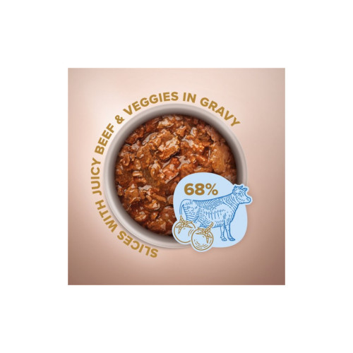 Вологий корм для собак Club 4 Paws Selection Плюс Шматочки з яловичиною та овочами в соусі 85 г (4820215368063) – Club 4 Paws (вид 1)