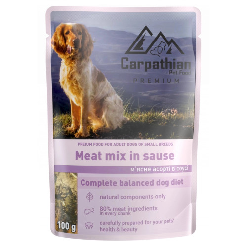 Влажный корм для собак Carpathian Pet Food мясное ассорти в соусе 100 г (4820111141142) – Carpathian Pet Food