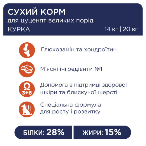 Сухий корм для собак Club 4 Paws Преміум. Для цуценят великих порід зі смаком курки 2 кг (4820083909481) – Club 4 Paws (вид 2)
