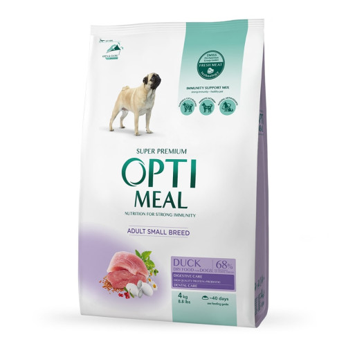 Сухой корм для собак Optimeal для малых пород со вкусом утки 4 кг (4820083905537) – Optimeal