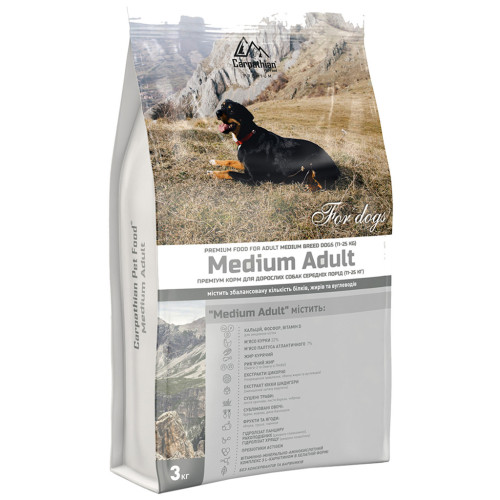 Сухий корм для собак Carpathian Pet Food Medium Adult 3 кг (4820111140848) – Carpathian Pet Food
