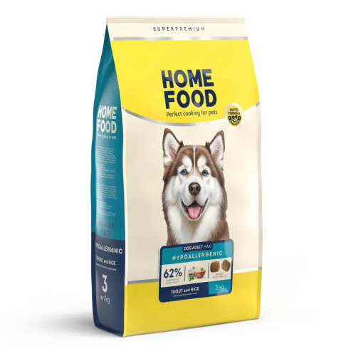 Сухий корм для собак Home Food ADULT MAXI Hypoallergenic з фореллю та рисом 3 кг (4820235021375) – Home Food