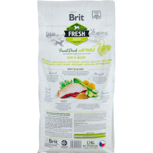 Сухий корм для собак Brit Fresh Duck/Millet Active Run and Work 12 кг (8595602530816) – Brit Fresh (вид 1)