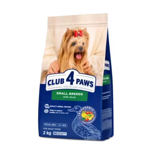 Сухий корм для собак Club 4 Paws Преміум з качкою для малих порід 2 кг (4820269144637) – Club 4 Paws