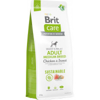 Сухой корм для собак Brit Care Dog Sustainable Adult Medium Breed с курицей и насекомыми 12 кг (8595602558681)