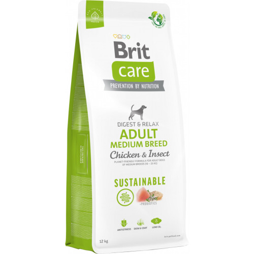 Сухий корм для собак Brit Care Dog Sustainable Adult Medium Breed з куркою та комахами 12 кг (8595602558681) – Brit Care