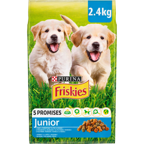 Сухий корм для собак Purina Friskies Junior з куркою, овочами і молоком 2.4 кг (7613034232205) – Purina Friskies