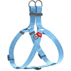 Шлей для собак WAUDOG Re-cotton с QR-паспортом L голубая (03332)