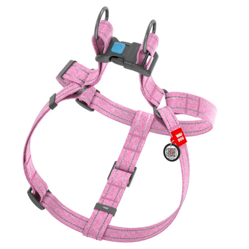 Шлей для собак WAUDOG Re-cotton с QR-паспортом L розовая (03337) – WAUDOG (вид 1)