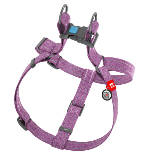 Шлея для собак WAUDOG Re-cotton з QR-паспортом L фіолетова (03339) – WAUDOG (вид 1)