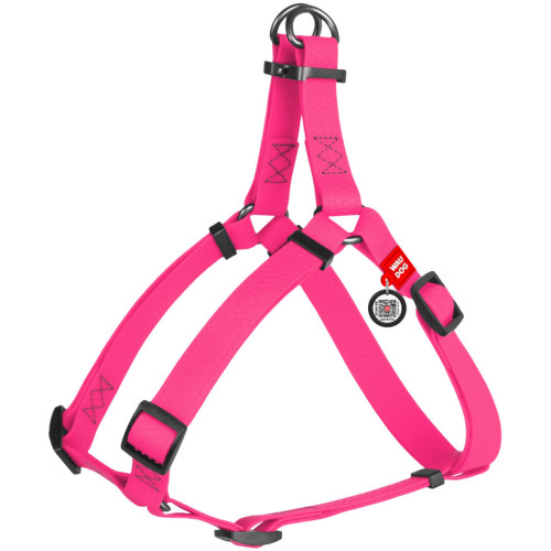 Шлея для собак WAUDOG Waterproof з QR-паспортом XS Ш 15 мм Д 30-39 см рожева (27637) – WAUDOG