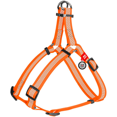 Шлея для собак WAUDOG Waterproof з QR паспортом L Ш 25 мм Д 60-90 см помаранчева (26204) – WAUDOG