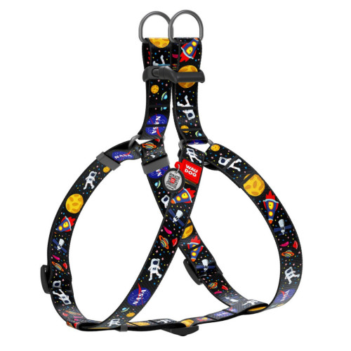 Шлея для собак WAUDOG Nylon з QR паспортом анатомічна "NASA" L (5024) – WAUDOG