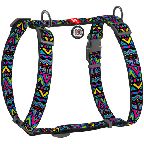 Шлей для собак WAUDOG Nylon анатомическая H-образная "Инди" М (5502) – WAUDOG