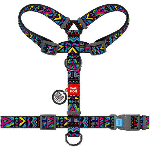 Шлей для собак WAUDOG Nylon анатомическая H-образная "Инди" М (5502) – WAUDOG (вид 1)