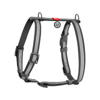 Шлей для собак WAUDOG Waterproof анатомическая Н-образная, светоотражающая S серая (328011)