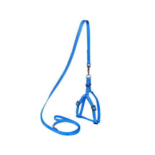 Шлея для собак Dog Extreme з нейлону регульована з повідцем Ш 15 мм В:40-55 см блакитна (07032) – Dog Extreme (вид 1)