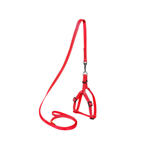 Шлей для собак Dog Extreme из нейлона регулируемая с поводком Ш 15 мм В:40-55 см красная (07033) – Dog Extreme (вид 1)