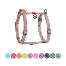 Шлей для собак WAUDOG Н-образная Re-cotton с QR паспортом, светоотражающая S коричневая (25916)