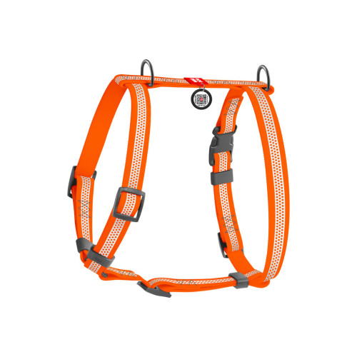Шлея для собак WAUDOG Waterproof анатомічна Н-подібна з QR-паспортом М помаранчева (32824) – WAUDOG (вид 1)