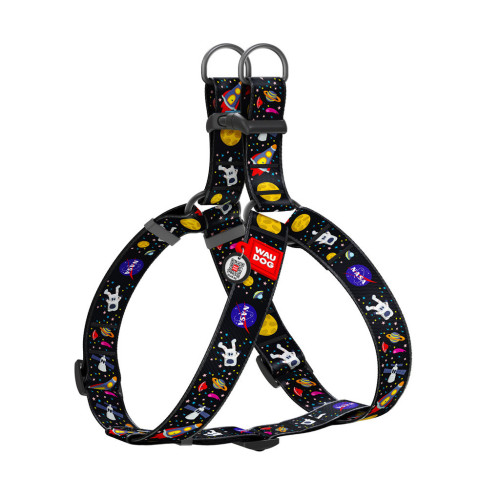 Шлея для собак WAUDOG Nylon з QR паспортом "NASA" пластиковий фастекс XL (324-0047) – WAUDOG