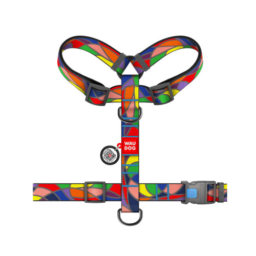 Шлей для собак WAUDOG Nylon анатомическая H-образная с QR-паспортом "Витраж" пластиковый фастекс XL (323-0051) – WAUDOG (вид 1)