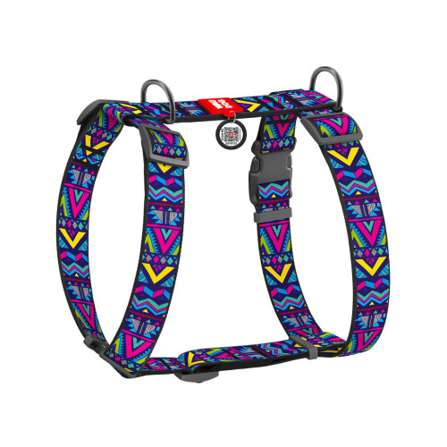 Шлей для собак WAUDOG Nylon анатомическая H-образная с QR-паспортом "Инди" пластиковый фастекс XL (323-0016) – WAUDOG