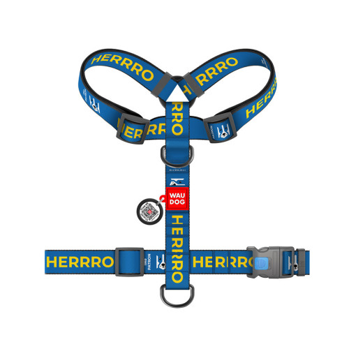 Шлей для собак WAUDOG Nylon анатомическая H-образная с QR-паспортом "Патрон" пластиковый фастекс XL (323-4025) – WAUDOG (вид 1)