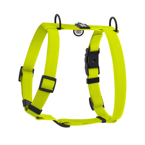 Шлей для собак WAUDOG Magnet анатомическая Н-образная с QR-паспортом, магнитная пряжка-фастекс М лимонная (262326) – WAUDOG