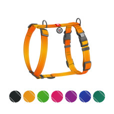 Шлей для собак WAUDOG Nylon Mono анатомическая H-образная с QR паспортом, пластиковый фастекс, L оранжевая (54584)