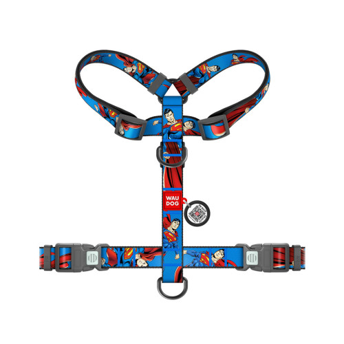 Шлея для собак WAUDOG Nylon H-подібна з QR-паспортом "Сила Супермена", пластиковий фастекс L (345-1079) – WAUDOG (вид 1)
