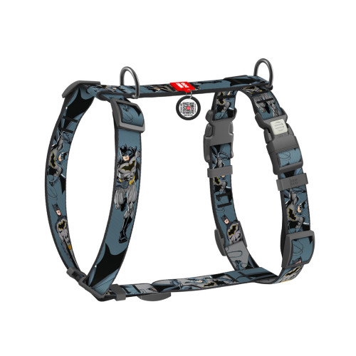 Шлея для собак WAUDOG Nylon H-подібна з QR-паспортом "Тінь Бетмена", пластиковий фастекс XL (346-1078) – WAUDOG