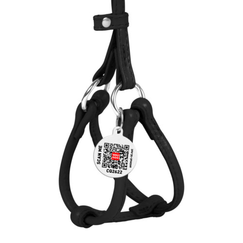 Шлея для собак WAUDOG Glamour з повідцем кругла Д 6 мм А 26-46 см В 30-50 см чорна (34011) – WAUDOG (вид 1)