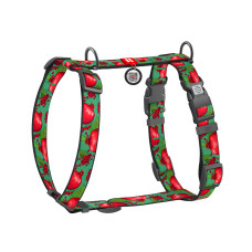 Шлея для собак WAUDOG Nylon анатомічна H-подібна з QR-паспортом "Гранати" пластиковий фастекс, M (344-4052)