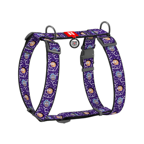 Шлея для собак WAUDOG Nylon анатомічна H-подібна з QR-паспортом "Рік та Морті 2" пластиковий фастекс, XL (323-0281) – WAUDOG