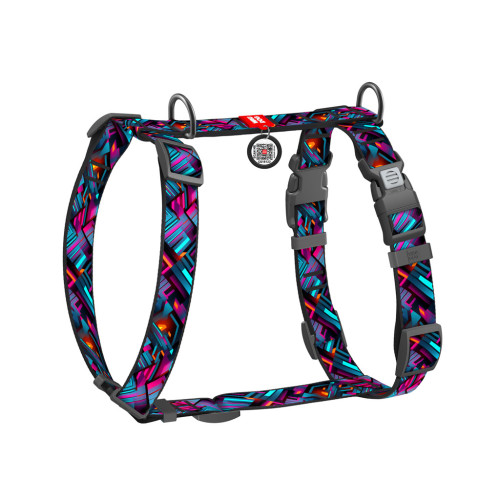 Шлей для собак WAUDOG Nylon анатомічна H-подібна з QR-паспортом "Нескінченні світи" пластиковий фастекс, M (344-4058) – WAUDOG