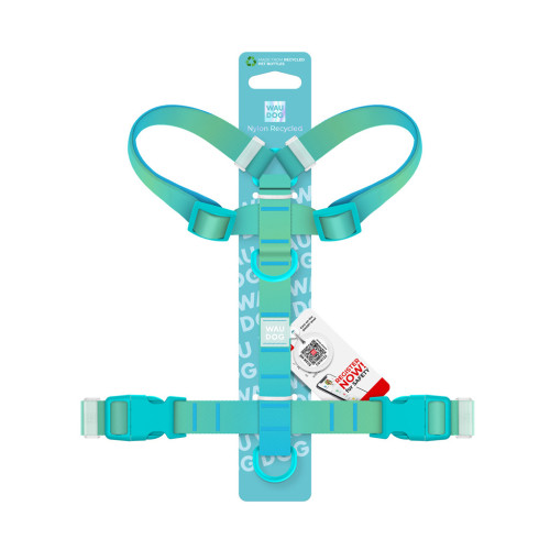Шлей для собак WAUDOG Nylon Recycled анатомическая H-образная с QR-паспортом, пластиковый фастекс, L голубая (47532) – WAUDOG (вид 2)