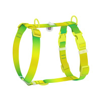 Шлей для собак WAUDOG Nylon Recycled анатомическая H-образная с QR-паспортом, пластиковый фастекс, L салатовая (47535)