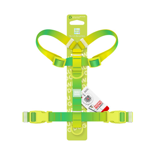 Шлей для собак WAUDOG Nylon Recycled анатомическая H-образная с QR-паспортом, пластиковый фастекс, L салатовая (47535) – WAUDOG (вид 2)