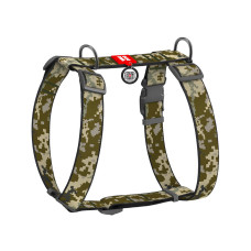 Шлея для собак WAUDOG Nylon анатомічна H-подібна з QR-паспортом "Мілітарі" пластиковий фастекс XL (323-4026)