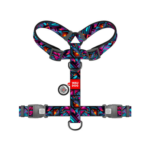 Шлей для собак WAUDOG H-образная анатомическая Nylon с QR адресником "Бесконечные миры" пластиковый фастекс XL (347-4058) – WAUDOG (вид 1)