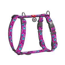 Шлей для собак WAUDOG H-образная анатомическая Nylon с QR адресником "Глаз монстра" пластиковый фастекс S (343-4049)