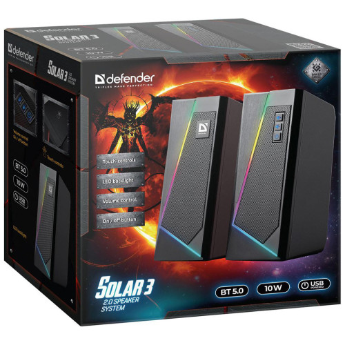 Акустическая система Defender Solar 3 Bluetooth Light USB Black (65103) – Defender (вид 2)